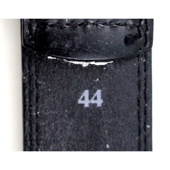 HandCrafted BLACK GENUINE LEATHER 1 3/8"Wd STITCHED DRESS MEN'S BELT Sz 44 (E79 - Picture 8 of 13